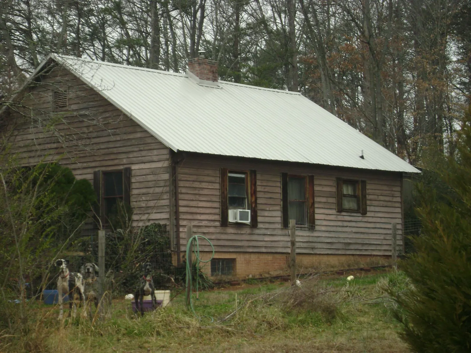 White metal roof on an old wood sided farmhouse, from a Asphalt Shingle Roof Repair job in Satellite Beach